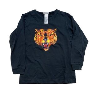 Vintage 90s Gymboree Tiger Pitbull Dog Black Long Sleeve Shirt Boys 4 - 5 T